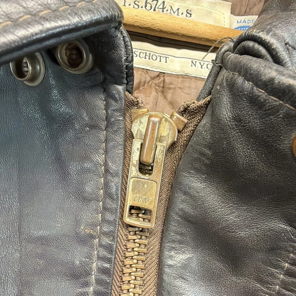 Vintage Schott Bros NYC A-2 Leather Flight Bomber Jacket Mens Size 48 USA